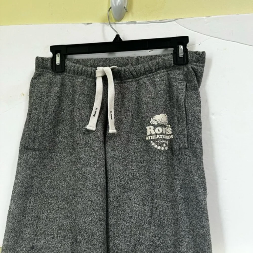 Roots Cotton Salt & Pepper Back Logo Pockets Cuff Sweatpant Track Pants Joggers - Picture 7 of 16